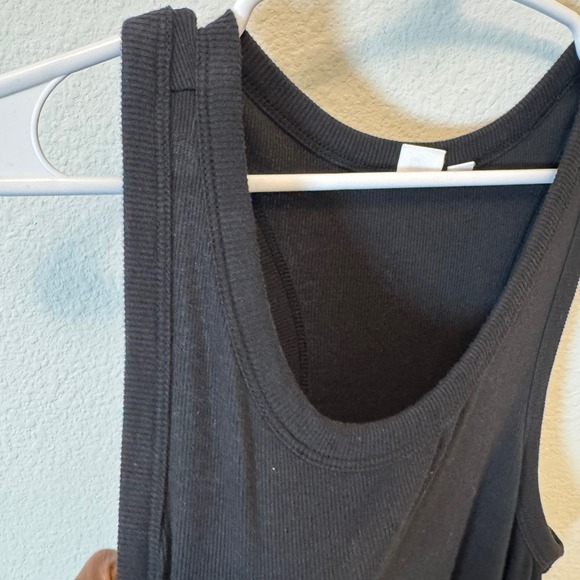 GAP Black Ribbed Tank Dress Midi Ruffle Hem Casual Womens XL - Picture 4 of 7